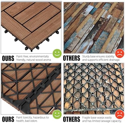 Topeakmart 27PCS Interlocking Deck Tiles 12x12 Patio Flooring, Brown