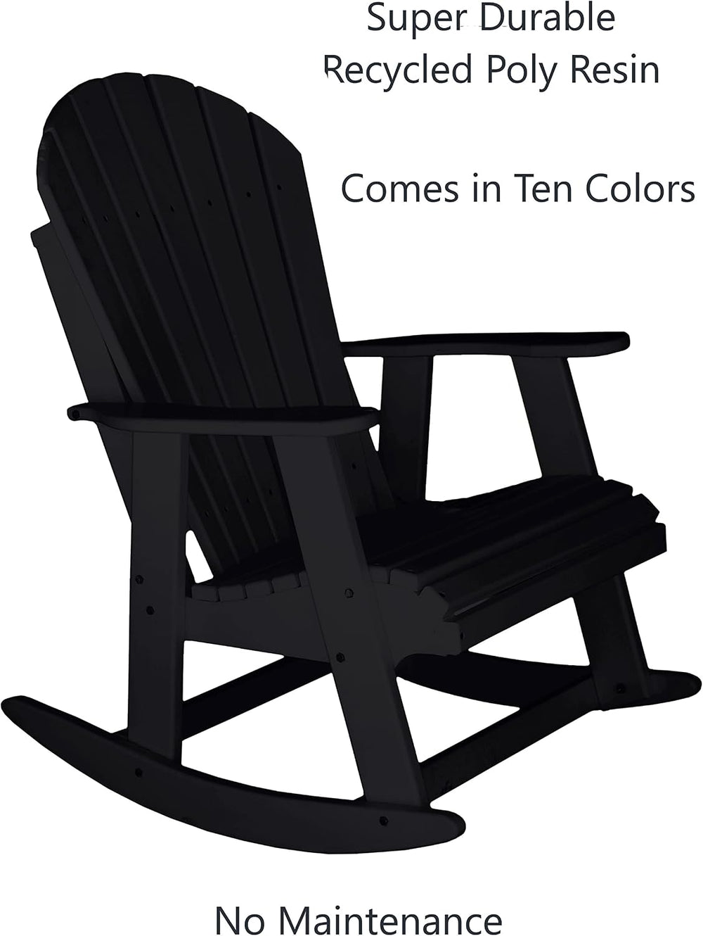 Phat Tommy Black Outdoor Rocking Chair - Adirondack Rocking Chair for Front P...