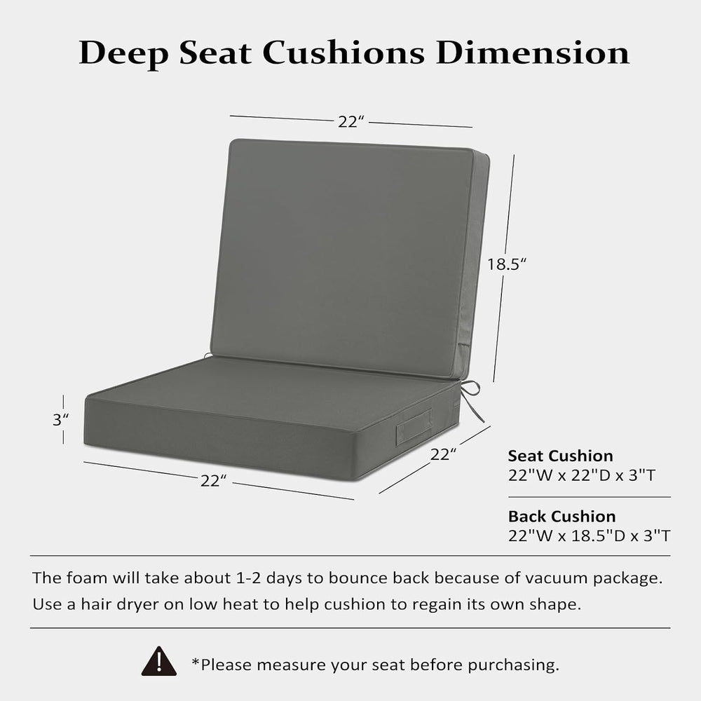 Cozyide 22x22 Outdoor Cushions for Patio Furniture, Waterproof Outdoor Chair ...