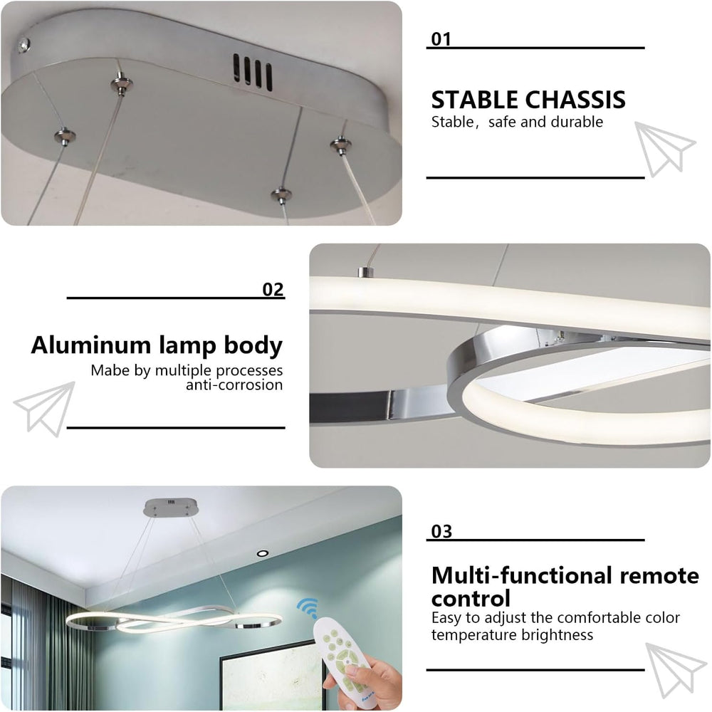 59.06in Led Chandelier Large Modern Led Pendant Light Fixture Dimmable with R...