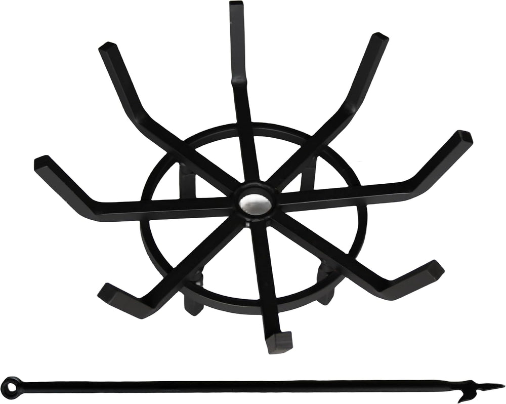 Inch Log Grate Wrought Iron Fire Pit Round Spider Wagon Wheel Firewood Heavy ...