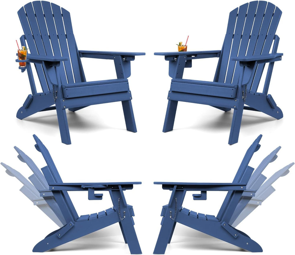 Oversized Folding Adirondack Chair Set of 4 with Adjustable Backrest 400LBS