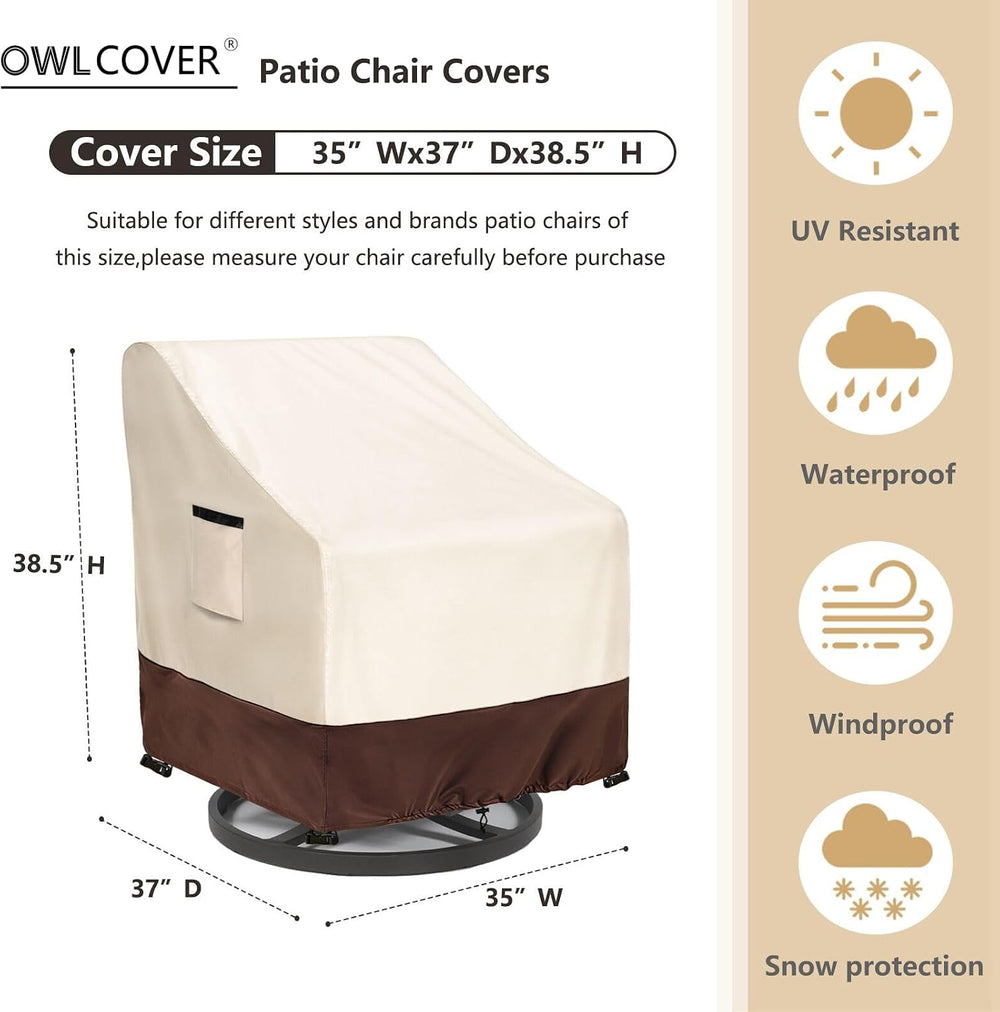 Waterproof Patio Chair Covers 2 Pack, 35" W x 37" D x 38.5" H