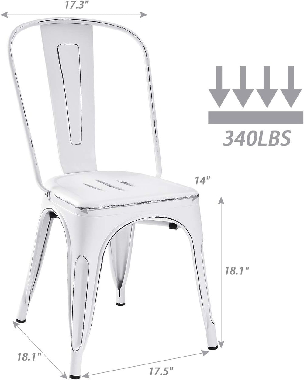 Devoko Metal Indoor-Outdoor Chairs Distressed Style Kitchen Dining Chairs Sta...