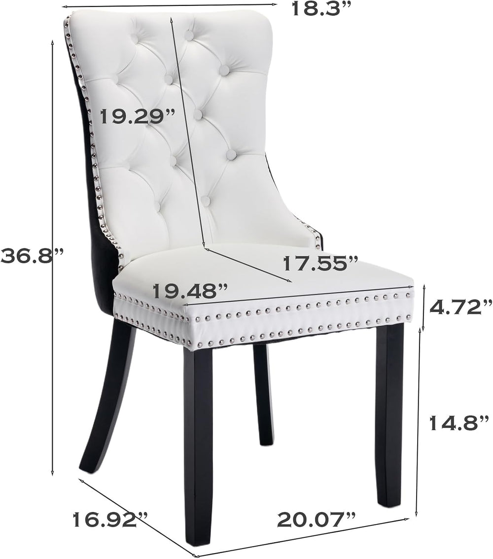 SoarFlash Leather Dining Chairs Set of 4, Tall Back Side Chair, Modern Uphols...