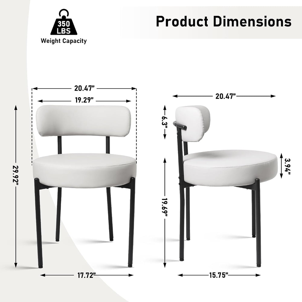 DYHOME Modern Dining Chairs Set of 2/PU Upholstered Dining Room Chair Cream