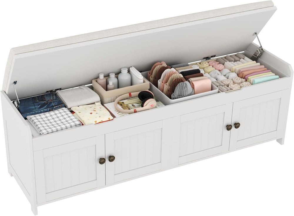 HOMEFORT 54.4" Shoe Bench with Lift Top Storage, Entryway Bench with Cus...