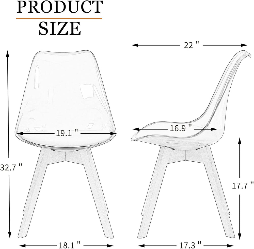 ANOUR Modern Dining Chairs Set of 2, Clear Kitchen Chairs, Acrylic Accent Cha...