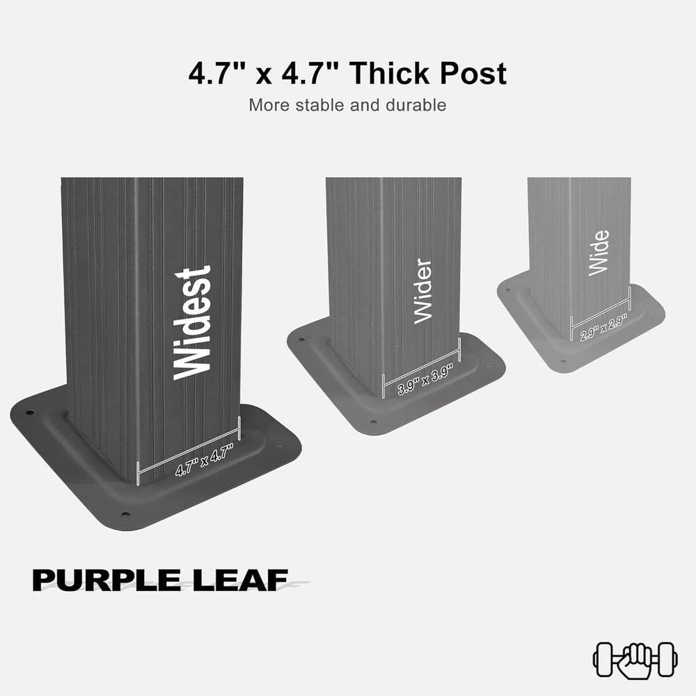 PURPLE LEAF Gazebo 10' X 20' 4.7" Thick Post with Light, Gray