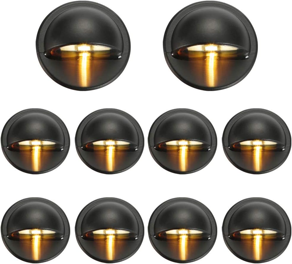 FVTLED Pack of 10 Warm White Low Voltage LED Deck Lights kit Φ1.38 Outdoor Ga...