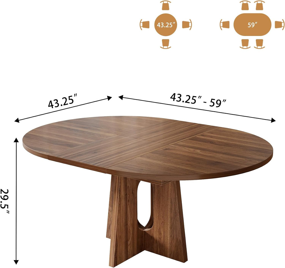 Epecoya 59-Inch Extendable Dining Table, Kitchen Table for 4-6 People