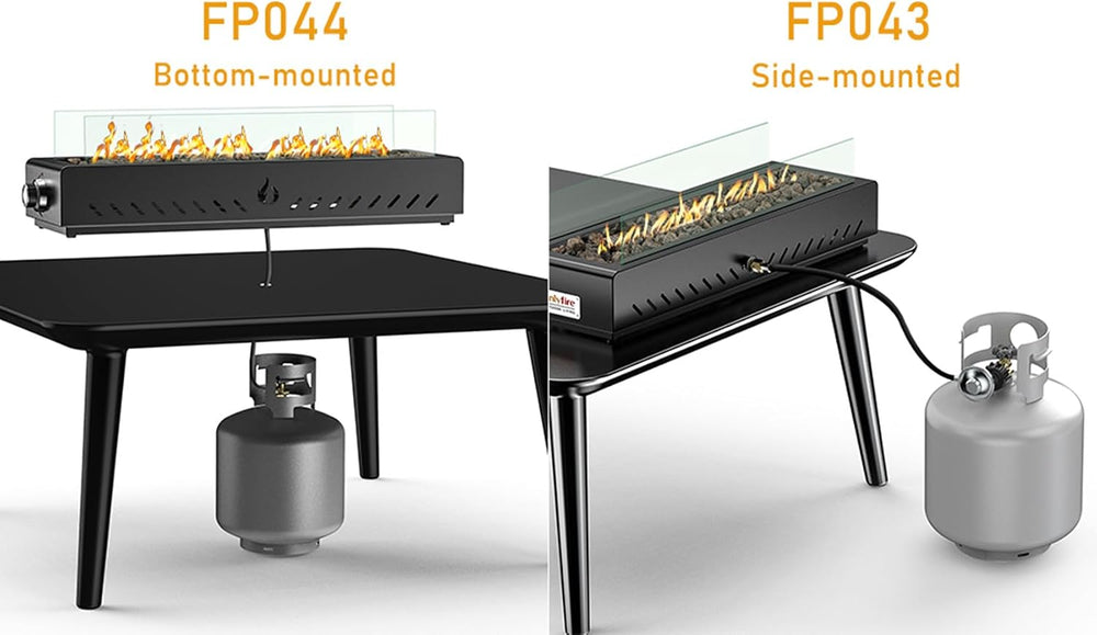 28" Gas Fire Pit Bottom-Mounted for Table with Umbrella Hole, FP044