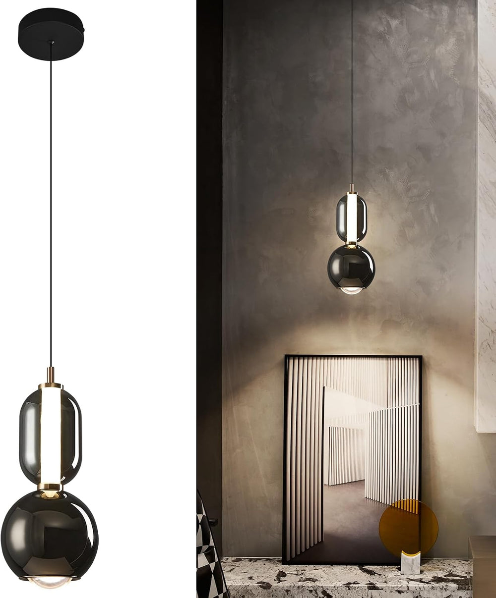 Modern Glass Pendant Light, Black Pendant Lighting LED Dimmable, Adjustable P...