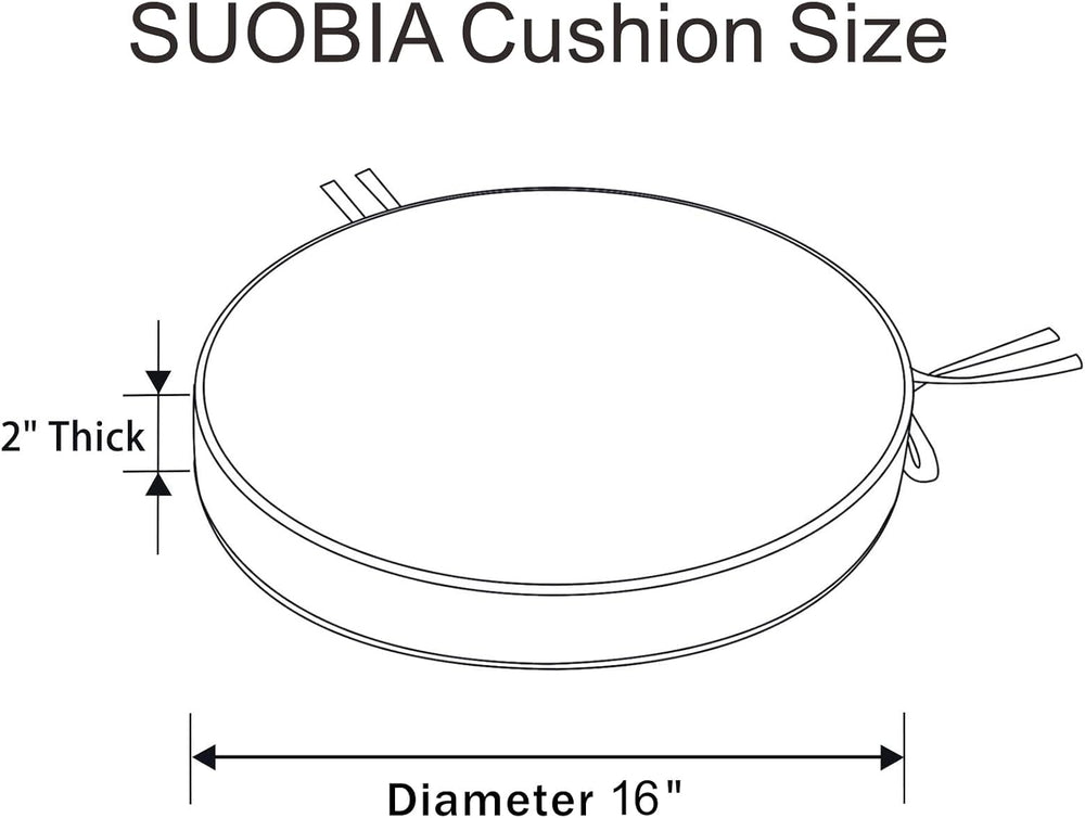 Outdoor Diameter 16 Inch Round Bistro Chair Cushion, Waterproof & Fade-Re...