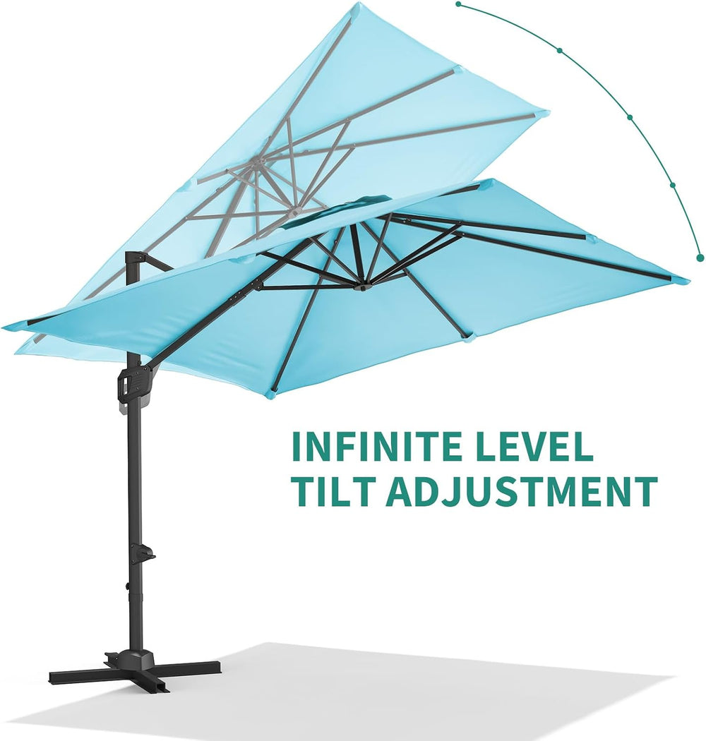 Garvee 10x10 ft Cantilever Patio Umbrella Heavy Duty Rectangle Offset
