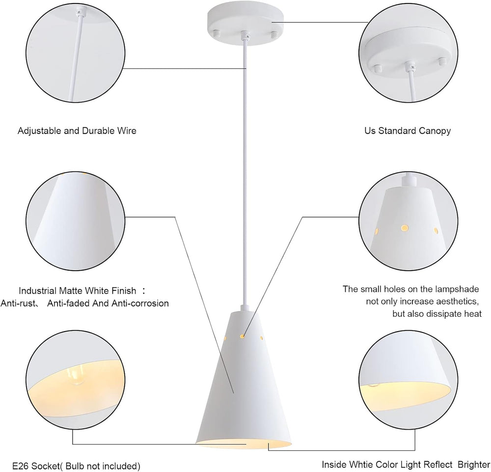 Dijiahua White Pendant Lights Kitchen Island,Dining Room Light Fixtures Over ...