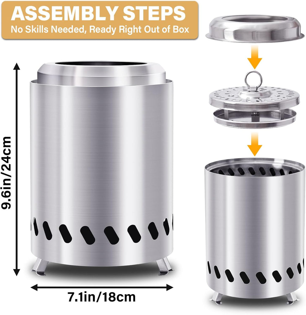 HGD 9.6 x 7.1 in Small Tabletop Fire Pit, Portable Mini Smokeless Table Top F...