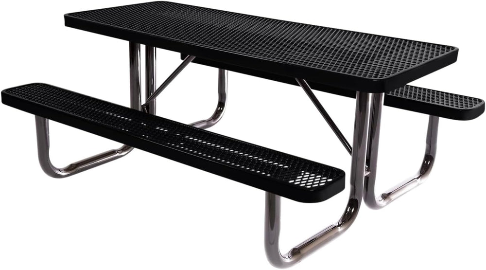 COATEDOUTDOORFURNITURE 6Ft Rect Picnic Table, Expanded, Black