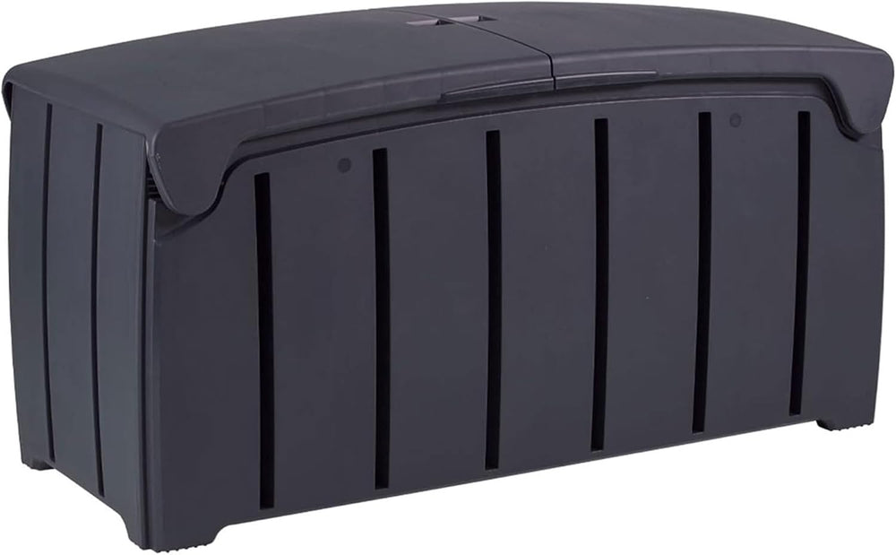 Ward Strata Outdoor Storage Bin, Hinged Lid, Black, 85 Gal