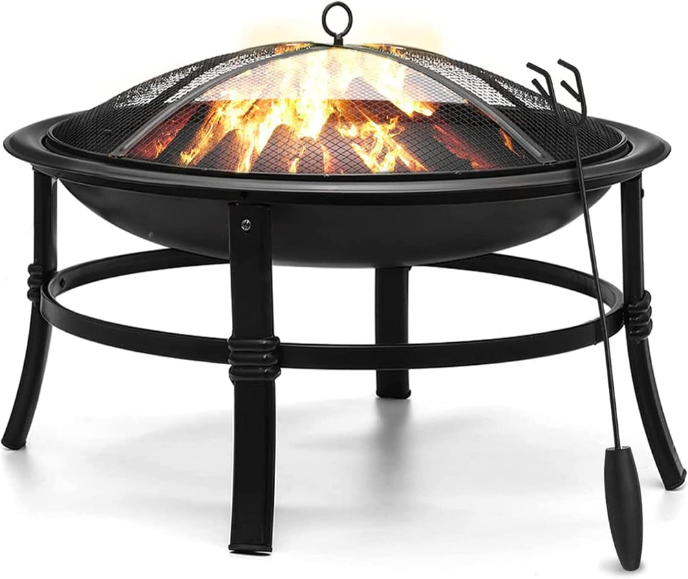 SINGLYFIRE 26 Inch Fire Pit for Outside Outdoor Wood Burning Firepit Bowl Hea...