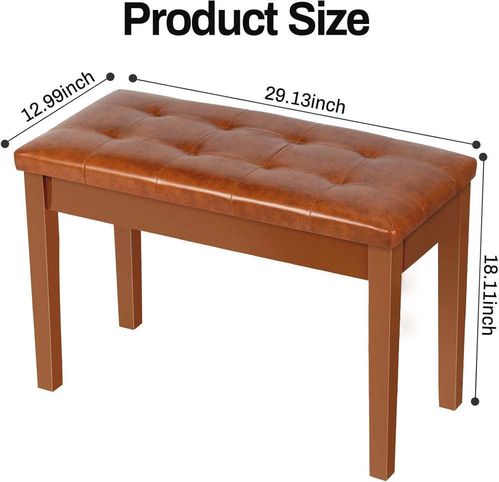 AODSK Solid Wood Duet Piano Bench with Storage, Double Keyboard Piano Benches...