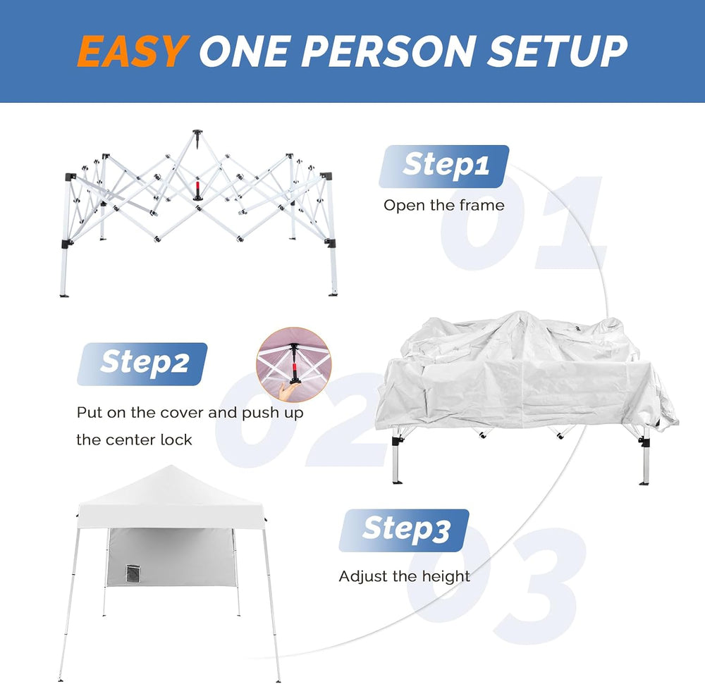 VINGLI 6x6 ft Pop Up Canopy Tent, Outdoor Small Canopy Tent with Backpack, Pa...
