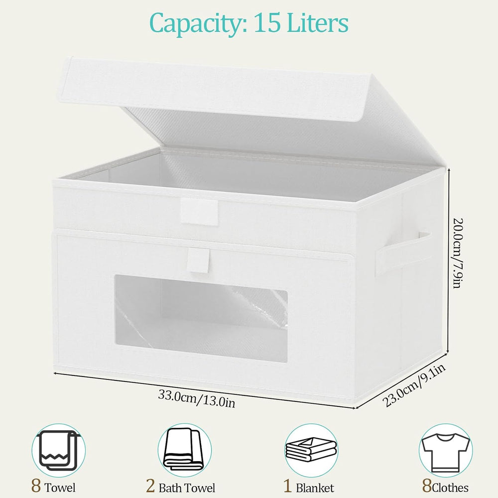 Transparent Window Storage Bins, 4 Pack, White, 13x9x7.9 In