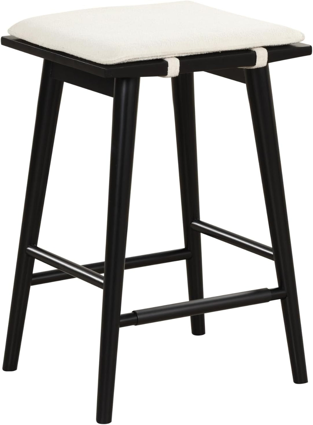 Nathan James Barker Counter Height Solid Wood Barstool with Upholstered Cushi...