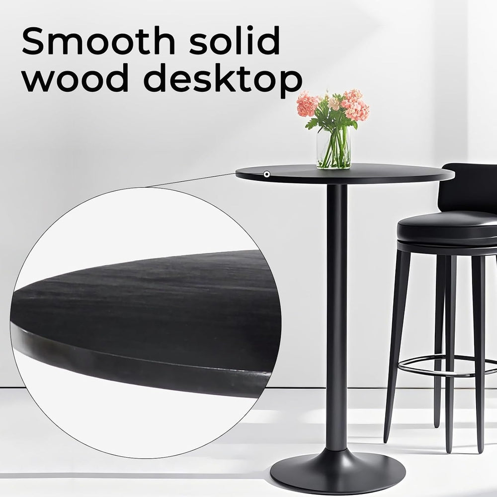 Modern Bistro Table 40 Inch Height, 23.6" Round Bistro Pub, Black Bar He...