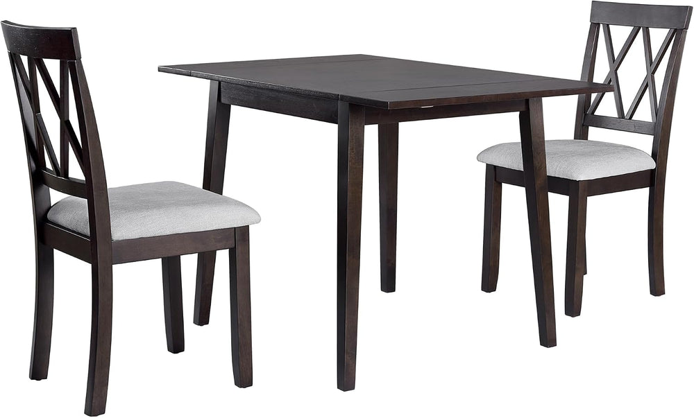 Merax Farmhouse Wooden Dining Set of 3, 45.6 inch Extendable Kitchen Table wi...