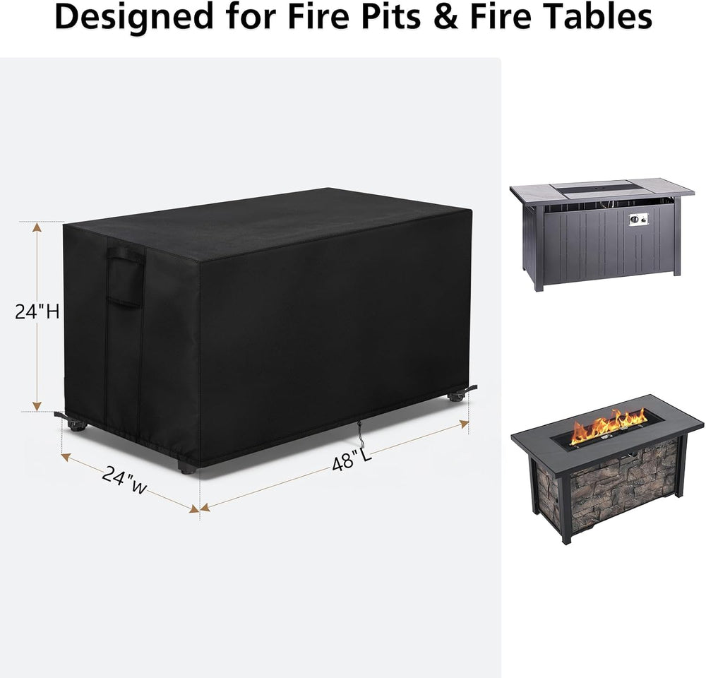 TheElves Rectangle Fire Pit Cover 48x24x24 inch for OutVue Fire Table