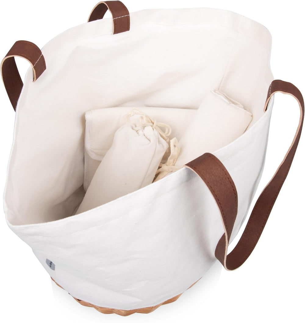 Picnic TIME Promenade Picnic Basket for Set 2, Stylish Canvas Tote Bag with H...