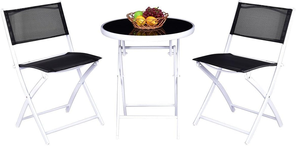 Giantex Bistro Table Set, 3 Piece Patio Bistro Set, Outdoor Folding Table and...