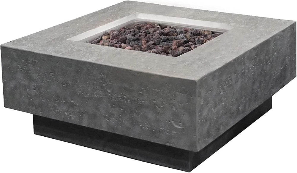 Elementi Manhattan Concrete Fire Pit 36" x 36" Outdoor Patio Firepi...