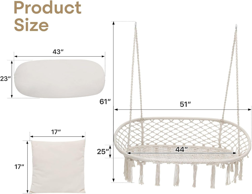Athena Collection 2-Person Hammock Chair with Mounting Hardware Kit, White