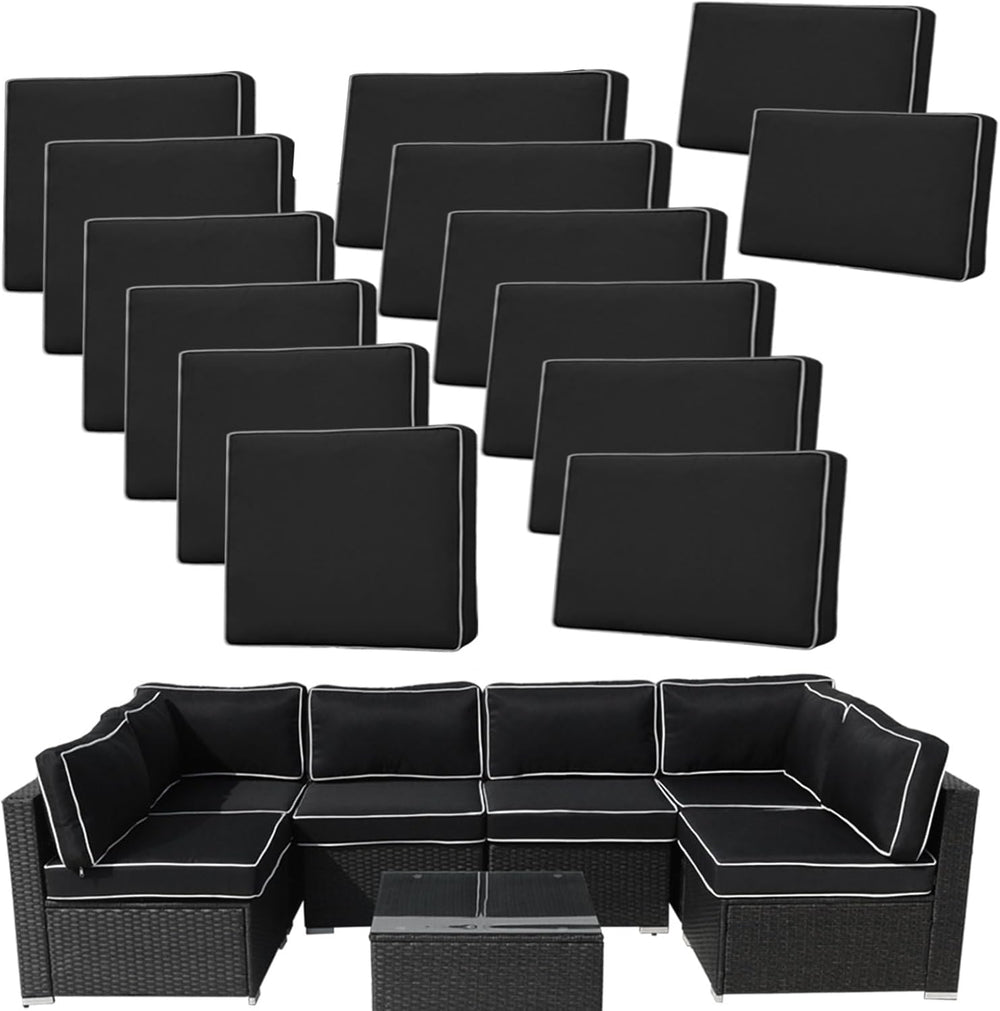 14Pieces Patio Cushion Covers Replacement,Outdoor Couch Cushions Covers Water...