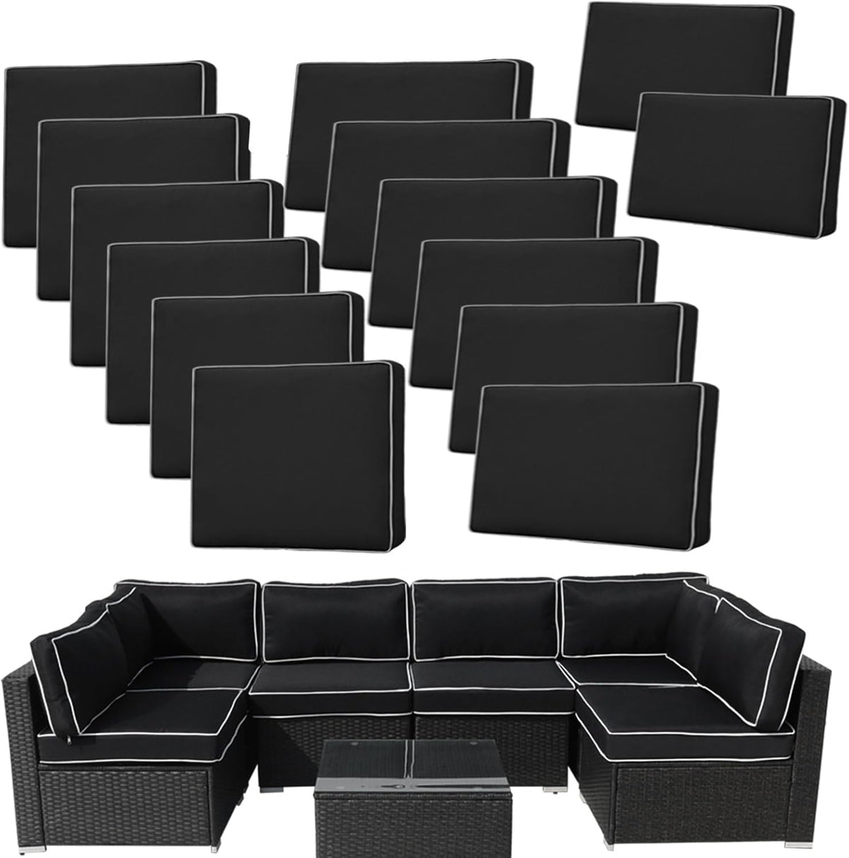 14pieces patio cushion covers replacement,outdoor couch cushions covers, main product view