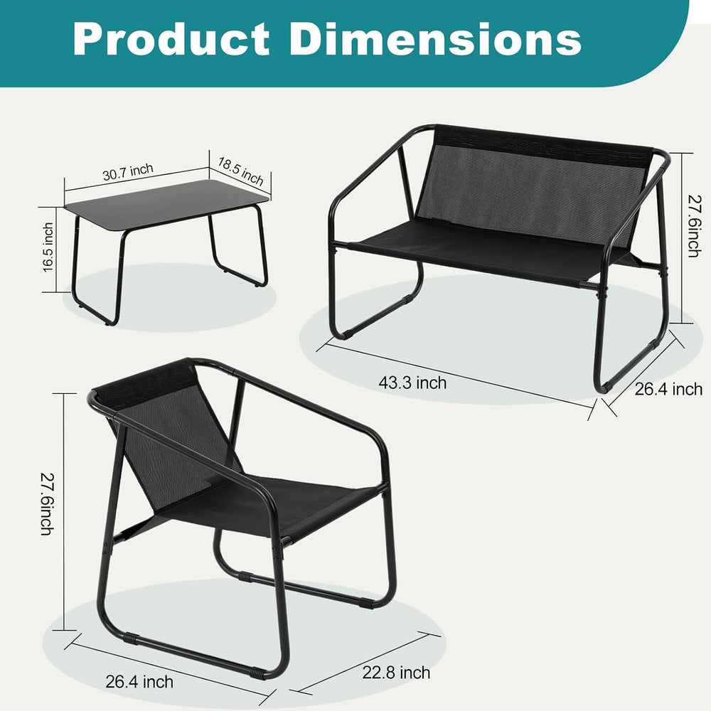 NEWBULIG 4 Piece Patio Furniture Set, Conversation Set Chairs and Table