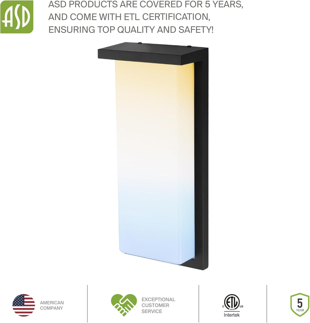 ASD LED 14" Outdoor Wall Light, Front Door House Sconce | 3CCT, Dimmable...