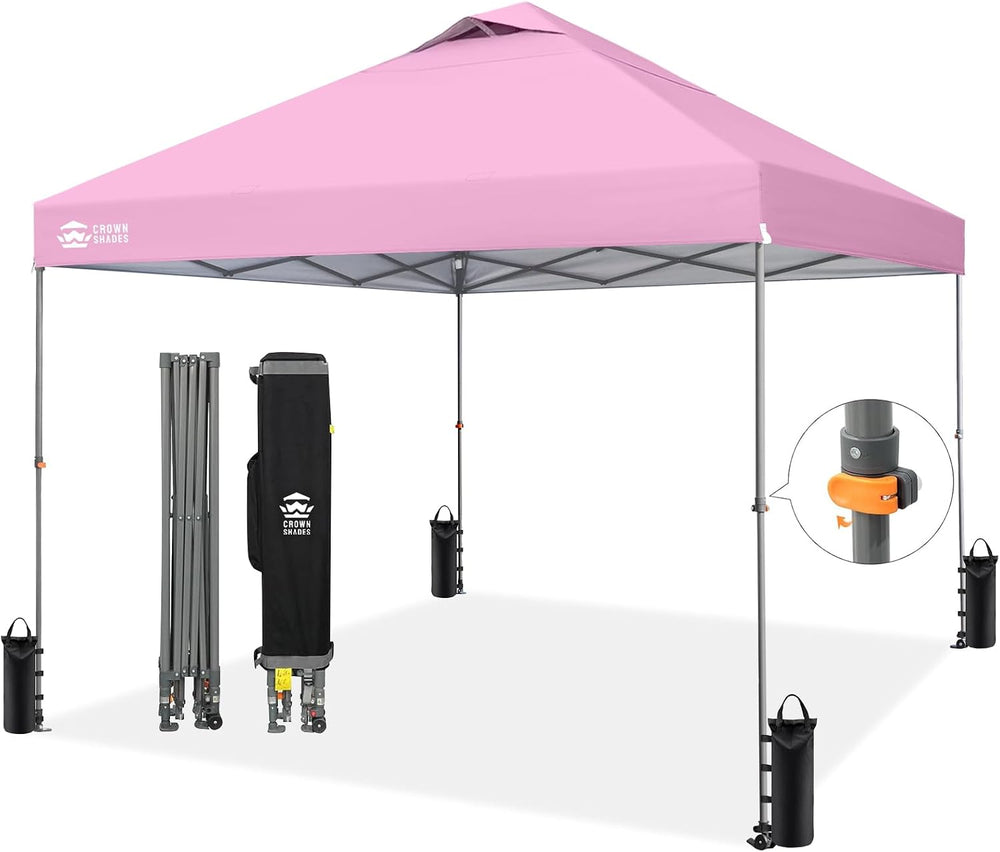 CROWN SHADES 10x10 Pop Up Canopy Tent,Outdoor Canopy, Pink