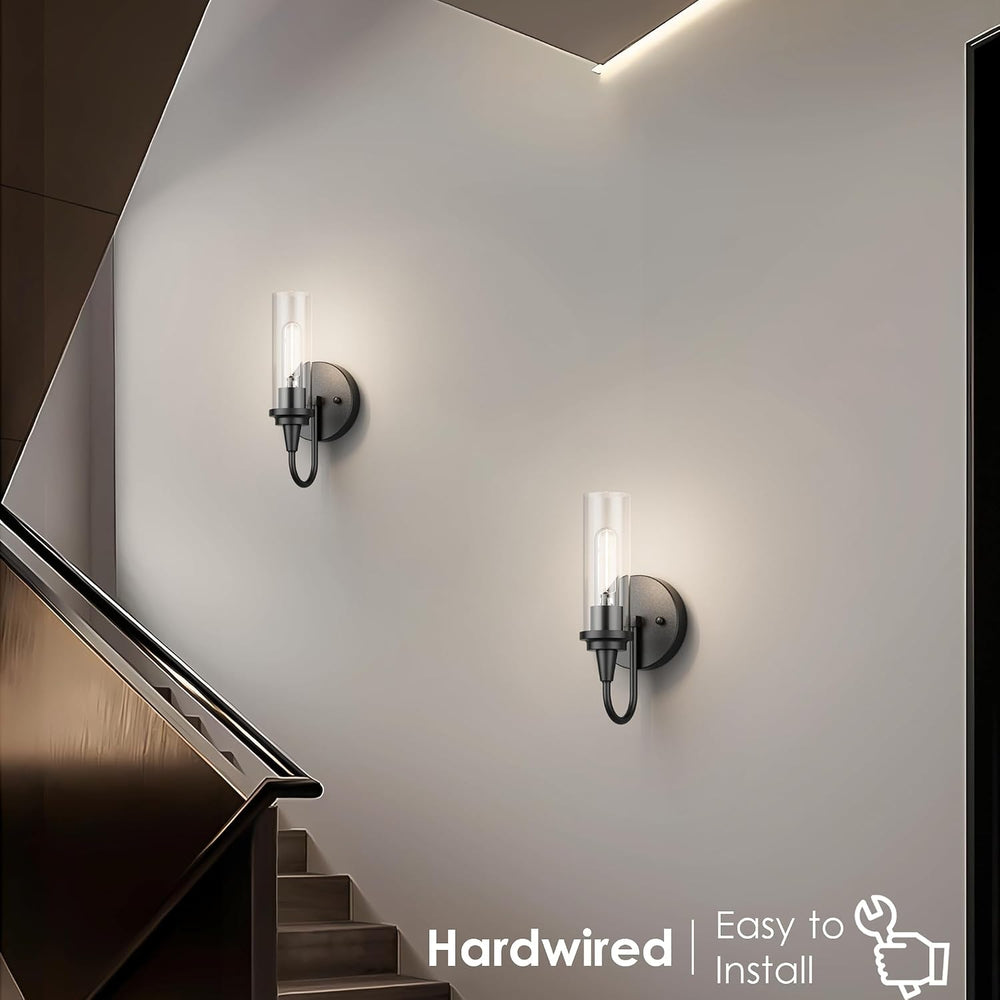 Aipsun Black Wall Sconces Set of Two, Sconces Wall Lighting Hardwired Wall Sc...