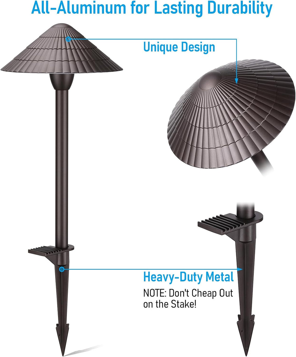 LEONLITE 4-Pack 5CCT LED Low Voltage Landscape Path Lights, 12-24V AC/DC