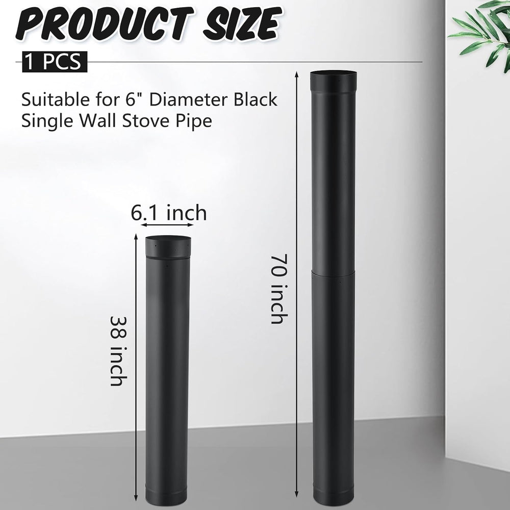 Yaocom 1 Pcs 6" Single Wall Stove Pipe 38" to 70" Telescoping ...