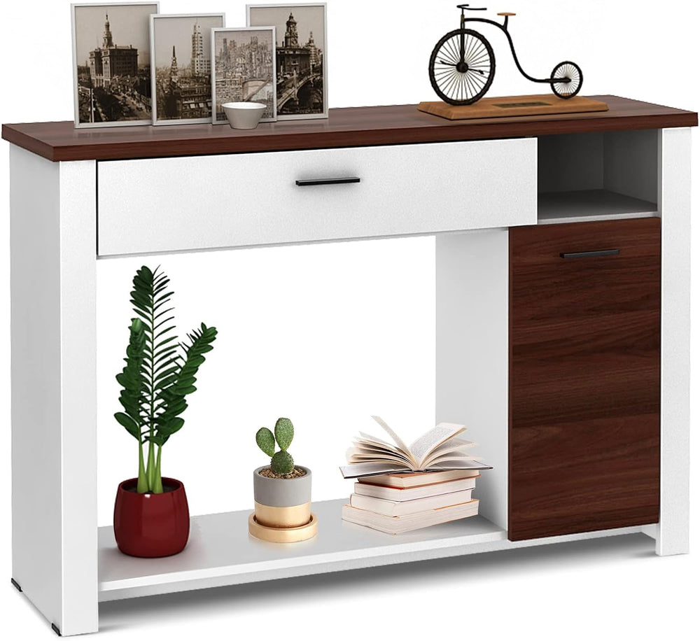GIANTEX Modern Console Table, 48" Sofa Side Table with Drawers and Cabinet