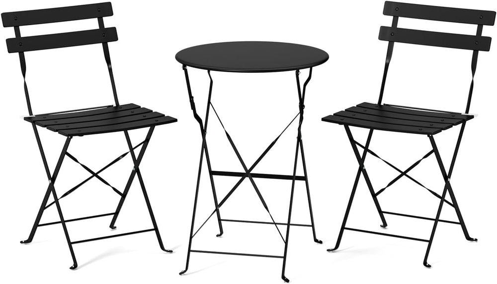 VINGLI Outdoor Folding Bistro Table and Chairs Set of 2, 3-Piece Bistro Set w...
