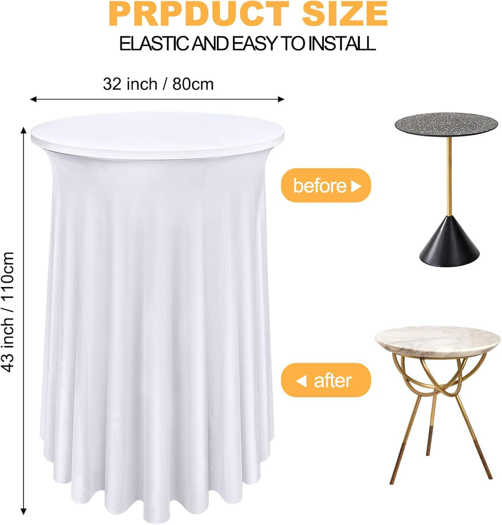 Bekith 4 Pack Round Spandex Stretch Cocktail Tablecloths with Natural Wavy, 3...