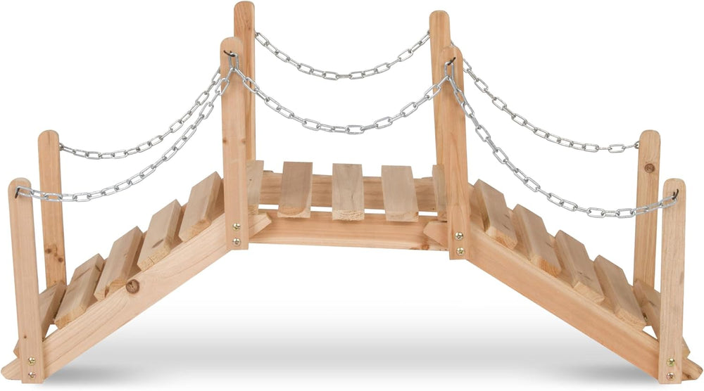 Shine Company 4963N Decorative Cedar Wood Garden Bridge with Side Rails, Natural