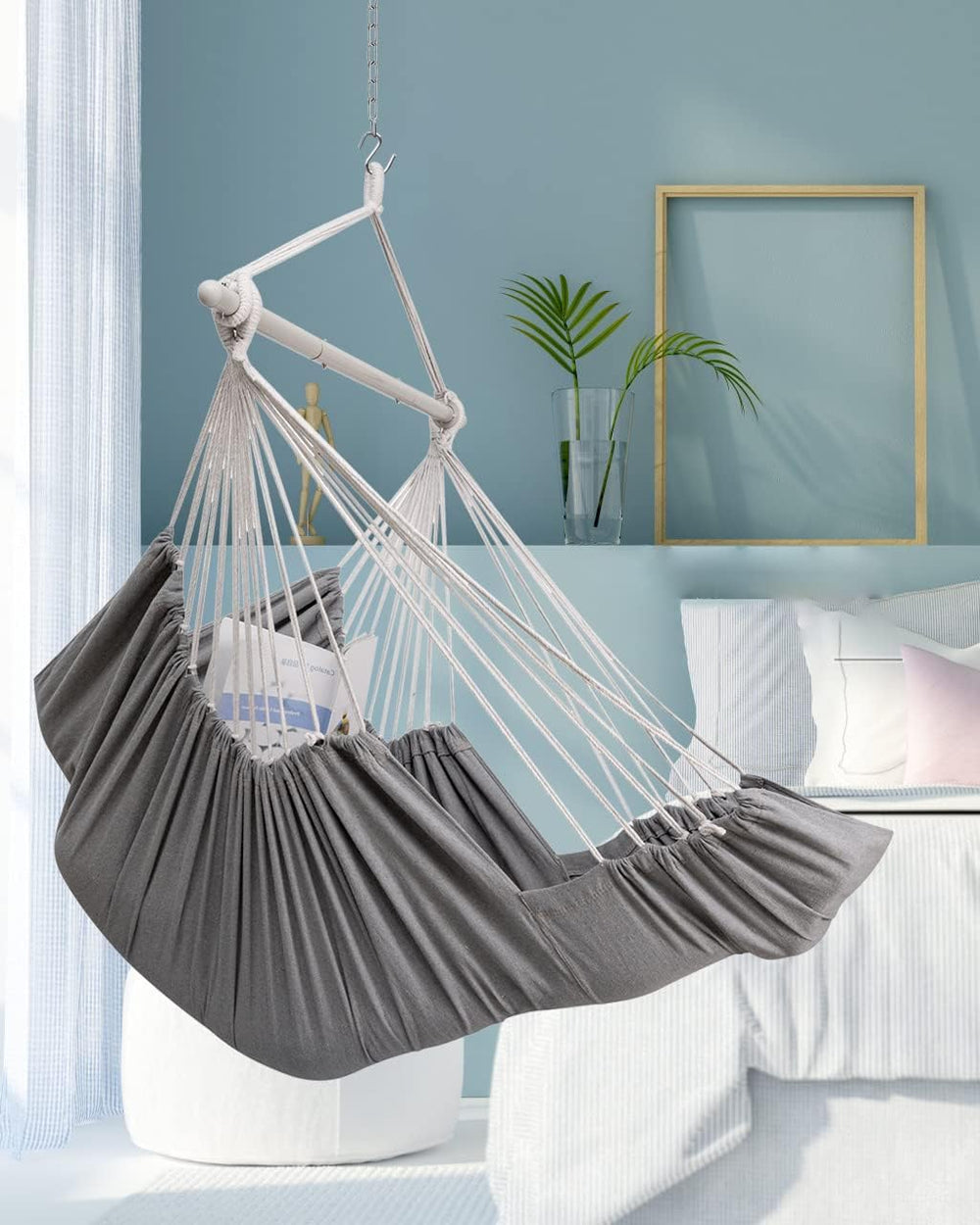 Miztli Hammock Chair Hanging Chair Swing for Bedroom with Foot Rest, Max 500 ...