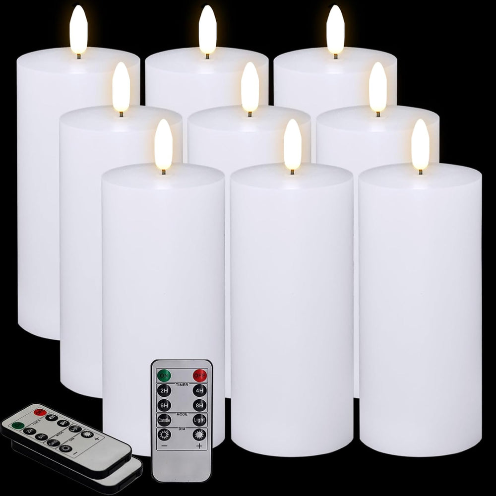 Oleitodh 9 Pcs White Flameless Candles Flat Top LED Candles with Remote Timer...