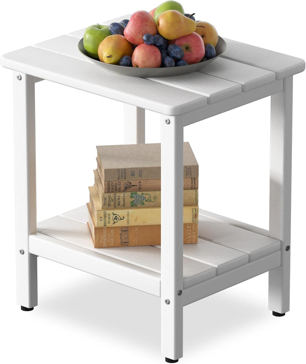 Outdoor Side Table, 17.7-Inch Patio Side Table with Adjustable Feet